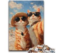 1000 Piece Jigsaw Puzzles for Teenagers Orange Cat Taking Selfie 1000 Pieces for Adults,Quiz Game Wall Decoration Unique Birthday And Xmas Gifts (50x75cm)