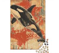 1000 Piece Jigsaw Puzzles for Teenagers Orca Whale Art Print Adult Puzzles Relaxing Games Enhance Memory Help The Brain Exercise 38x26cm/1000pcs