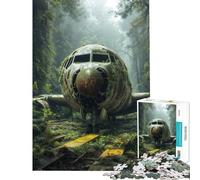 1000 Piece Jigsaw Puzzles for Teenagers Overgrown Airplane Wreck in Forest Adult Puzzles Hands-on Game Stress Reliever Unique Birthday And Gifts (Size 38x52cm)
