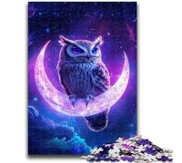 1000 Piece Jigsaw Puzzles for Teenagers Owl on The Moon Teenager Jigsaw,Birthday Present, Gifts, Wall Art for Age 14 Years Up (75x50cm)