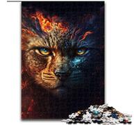 1000 Piece Jigsaw Puzzles for Teenagers Paint Fire Cat Face, Learning Educational Is Ideal As A Gift for The Whole Family (Size 50x75cm)