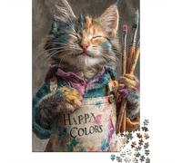 1000 Piece Jigsaw Puzzles for Teenagers Painted Kitten Artist Puzzle for Adults Hands-on Game Wall Decoration Unique Birthday And Gifts 38x26cm/1000pcs