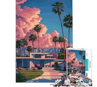 1000 Piece Jigsaw Puzzles for Teenagers Palm Springs Modern House Illustration 1000 Jigsaw Puzzle Home Decoration Toys Stress Reliever for Is Ideal As A Gifts (50x75cm)