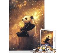 1000 Piece Jigsaw Puzzles for Teenagers Panda in Stardust Happy Shared Home Activity Thoughtful Festive Present Choice (38x26cm)