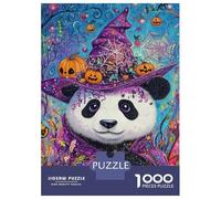 1000 Piece Jigsaw Puzzles for Teenagers Panda Witch's Halloween Jigsaws for Adults Family Game Pattern Assembly Unique Birthday And Gifts 52x38cm/1000pcs
