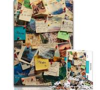 1000 Piece Jigsaw Puzzles for Teenagers Paris Stamp Collage Adult Puzzles,Learning Educational Toys Family Games Unique Birthday And Gifts 26x38cm