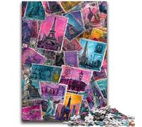 1000 Piece Jigsaw Puzzles for Teenagers Paris Stamp Collage Decompressing Intellectual Educational Toy Secret Santa Gifts 50x75cm