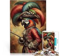 1000 Piece Jigsaw Puzzles for teenagers Parrot as a Pirate Captain Analyse und Logik Tolles Geschenk für Spiele38x26cm