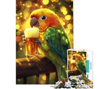 1000 Piece Jigsaw Puzzles for Teenagers Parrot Sips Beer Jigsaw Puzzle Fun Games Perfect Decoration Deal As Gifts for The Whole Family (Size 50x75cm)