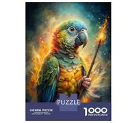 1000 Piece Jigsaw Puzzles for Teenagers Parrot Wizard with Magic Wand Adult Jigsaw Puzzle Brain Teaser Game Difficult Challenge Unique Birthday And Gifts 52x38cm/1000pcs