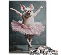 1000 Piece Jigsaw Puzzles for Teenagers Pig Dancing Ballet 1000 Piece Puzzle,Challenging Game for Is Ideal As A Gift for The Whole Family (38x26cm)