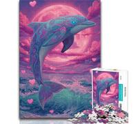 1000 Piece Jigsaw Puzzles for Teenagers Pink Dolphin 1000 Piece Puzzle,for Educational Game Challenge Toy Deal As Gifts for The Whole Family (size 38x26cm)