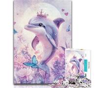 1000 Piece Jigsaw Puzzles for Teenagers Pink Dolphin Puzzles for Teenagers,Challenging Family Activity Games DIY Toy for Home Wall Decor Gifts (size 75x50cm)