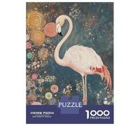 1000 Piece Jigsaw Puzzles for Teenagers Pink Flamingo Gustav Klimt Floral Jigsaw for Adults Hands-on Game Pattern Assembly for Birthday, Chrismas 38x26cm/1000pcs
