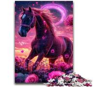 1000 Piece Jigsaw Puzzles for Teenagers Pink Horse Teenager Jigsaw,Birthday Present, Gifts, Wall Art for Age 14 Years Up (26x38cm)