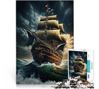 1000 Piece Jigsaw Puzzles for teenagers Pirate Ship für Lernspiel-Herausforderungsspielzeug Kunstwerk Geschenk38x26cm