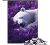1000 Piece Jigsaw Puzzles for Teenagers Polar Bear in Lavender, for Ages 14 And over Each Piece Is Unique - Fun And Challenging Game for The Whole Family Good Gift (size 50x75cm)