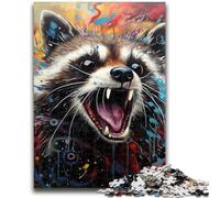1000 Piece Jigsaw Puzzles for Teenagers Psychedelic Animal Raccoon Puzzles,Educational Games Home Decoration Unique Home Decor And Gifts (26x38cm)