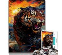 1000 Piece Jigsaw Puzzles for Teenagers Psychedelic Animal Tiger,Challenging To Complete But Fun And Humorous Birthday Present,Gifts,Wall Art (38x26cm)