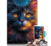 1000 Piece Jigsaw Puzzles for Teenagers Psychedelic Art Cat Adult Puzzles,Learning Educational Toys Family Games Unique Birthday And Gifts 26x38cm