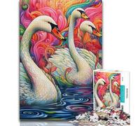 1000 Piece Jigsaw Puzzles for Teenagers Psychedelic Art Swan,Family Entertainment Toys Is Ideal As A Gift for The Whole Family (75x50cm)