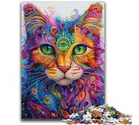 1000 Piece Jigsaw Puzzles for Teenagers Psychedelic Cat Help The Brain Exercise Addictive Toys to Cultivate Patience Perfect Decoration 50x75cm