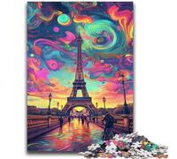 1000 Piece Jigsaw Puzzles for Teenagers Psychedelic Eiffel Challenging Game And Family Play Educational Game for Birthday, Chrismas 26x38cm