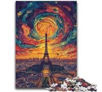 1000 Piece Jigsaw Puzzles for Teenagers Psychedelic Eiffel Staycation Kill Time with Fully Interlocking Randomly Shaped Pieces 38x26cm