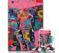 1000 Piece Jigsaw Puzzles for Teenagers Psychedelic Elephant Teenager Jigsaw,Educational Games Home Decoration Suitable for Desktop Decoration (size 75x50cm)