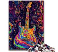 1000 Piece Jigsaw Puzzles for Teenagers Psychedelic Guitar Adult Puzzles,Stress Reliever Staycation Kill Time Enhance Love between Couples (50x75cm)