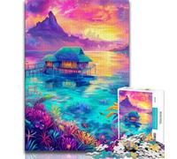 1000 Piece Jigsaw Puzzles for Teenagers Psychedelic Island,Family Game Stress Reliever Difficult Challenge Suitable for Couples 75x50cm