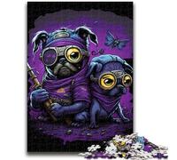 1000 Piece Jigsaw Puzzles for Teenagers Pugs Staycation Kill Time with Fully Interlocking Randomly Shaped Pieces 38x26cm