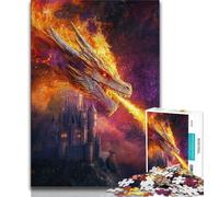 1000 Piece Jigsaw Puzzles for Teenagers Purple Dragon Breathing Fire Jigsaw,Toys Educational Games Stress Relieving Unique Birthday And Gifts 75x50cm
