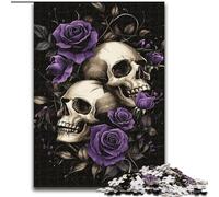 1000 Piece Jigsaw Puzzles for Teenagers Purple Rose Skull, Help The Brain Exercise Addictive Toys to Cultivate Patience Enhance Memory (Size 26x38cm)