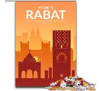 1000 Piece Jigsaw Puzzles for Teenagers Rabat Morocco, Stress Reliever Difficult Challenge Secret Santa Gifts for Age 14 Years Up 26x38cm