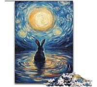 1000 Piece Jigsaw Puzzles for Teenagers Rabbit Under The Moon, for 14+ For Family Fun & Game Night Artists' Collection, Fine Arts (Size 26x38cm)