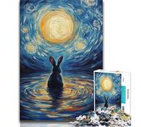 1000 Piece Jigsaw Puzzles for Teenagers Rabbit Under The Moon, Train Your Brain And Hands,Birthday Present, Gifts, Wall Art for Ages 14+ 38x26cm