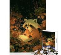 1000 Piece Jigsaw Puzzles for Teenagers Raccoon Reading Book in Forest Fun Games Staycation Kill Time Toy Wall Decor Unique Gifts for Birthday And Christmas (52X38cm)
