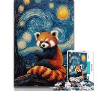 1000 Piece Jigsaw Puzzles for Teenagers Raccoon Under The Night Sky,Challenging Game And Family Play with Fully Interlocking Randomly Shaped Pieces 38x52cm