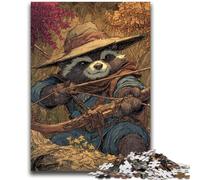 1000 Piece Jigsaw Puzzles for Teenagers Raccoon Warrior for 14+ Unique Challenge Game Family Games Christmas Birthday Gifts 50x75cm