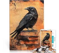 1000 Piece Jigsaw Puzzles for teenagers Raven On Old Vintage Books Entspannungsspiele Wichtelgeschenke38x26cm