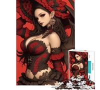 1000 Piece Jigsaw Puzzles for Teenagers Red-Clad Angel with Wings Anime Girl Help The Brain Exercise Difficult Hard Relaxing Games Suitable for Ages 14 And Up (38X52CM)