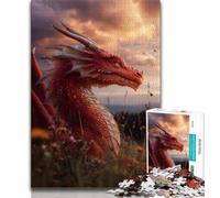 1000 Piece Jigsaw Puzzles for Teenagers Red Flying Dragon Adult Puzzles,Challenging Game Gifts for Is Ideal As A Gift for The Whole Family 38x26cm
