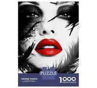 1000 Piece Jigsaw Puzzles for Teenagers Red Lipstick Women's Makeup Puzzle for Adults Brain Teaser Game Birthday Present Help The Brain Exercise 52x38cm/1000pcs