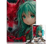 1000 Piece Jigsaw Puzzles for Teenagers Red Wolf And Girl,Learning Educational Toys Family Games Unique Birthday And Gifts (38x26cm)