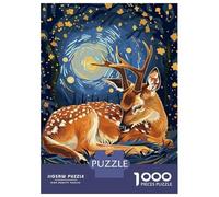 1000 Piece Jigsaw Puzzles for Teenagers Resting Deer in Starry Night Puzzle for Adults Hands-on Game Wall Decoration Unique Birthday And Gifts 38x26cm/1000pcs