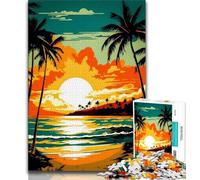 1000 Piece Jigsaw Puzzles for Teenagers Retro Beach Sunset Adult Puzzles,Stress Reliever Staycation Kill Time Wishlist with Santa Claus (size 75x50cm)