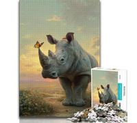 1000 Piece Jigsaw Puzzles for Teenagers Rhino And Bird,Learning Educational Toys Family Games Unique Birthday And Gifts (75x50cm)