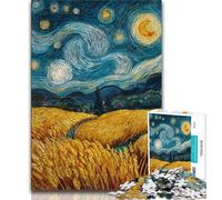 1000 Piece Jigsaw Puzzles for Teenagers Rice Fields Under The Night Sky 1000 Piece Puzzle,Artistic Wall Decor & Birthday Gift Idea for Friends, Home Office (size 38x26cm)