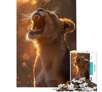 1000 Piece Jigsaw Puzzles for Teenagers Roaring Lioness in Golden Light Help The Brain Exercise Difficult Hard Relaxing Games Suitable for Ages 14 And Up (38X26cm)